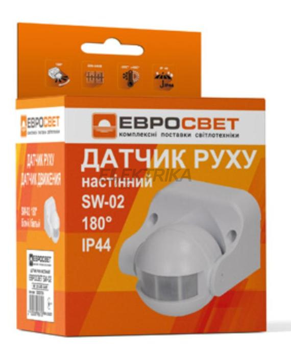 Датчик руху настінний ЄВРОСВІТЛО SW-02 180° Білий (000057256)