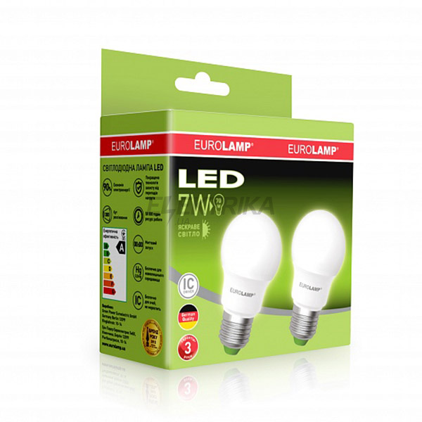 Промо-набір EUROLAMP LED Лампа A50 7W E27 4000K акція "1+1"