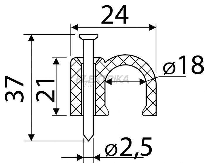 Скоба кабельна кругла АСКО-УКРЕМ 18 мм (упак 50шт) білий (A0150030011)