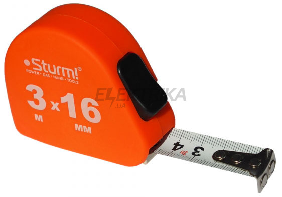 Рулетка Sturm, 3м х16мм Soft Touch