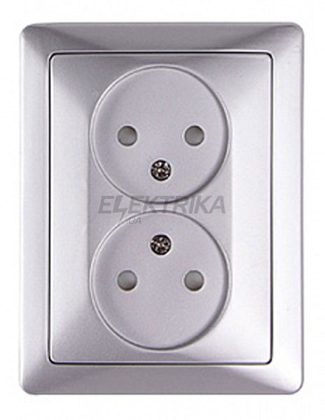 Комплект e.lux.1222L.2gz.aluminium розетки подвійний без з/к, "алюміній"