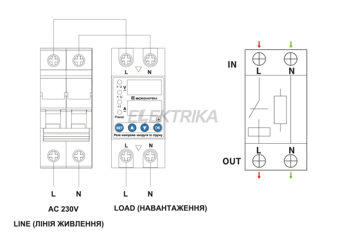 Реле контролю напруги та струму RKV 2P 40A (A0010230001)