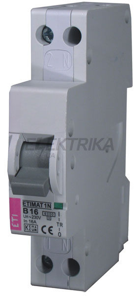 Автоматичний вимикач ETIMAT 6 1p+N (1мод.) З 16А (6 кA) ETI