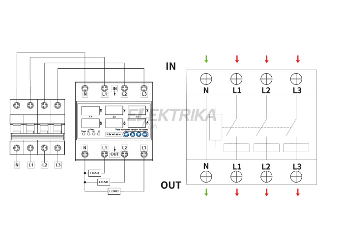 Реле контролю напруги та струму RKV 4P 63A (A0010230003)