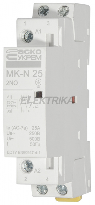 Контактор модульний АСКО-УКРЕМ MK-N 2P 25A 2NO (A0040030025)