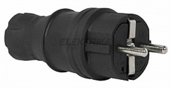 Вилка пряма каучукова e.plug.rubber.028.16, з з/к, 16А (s9100023)