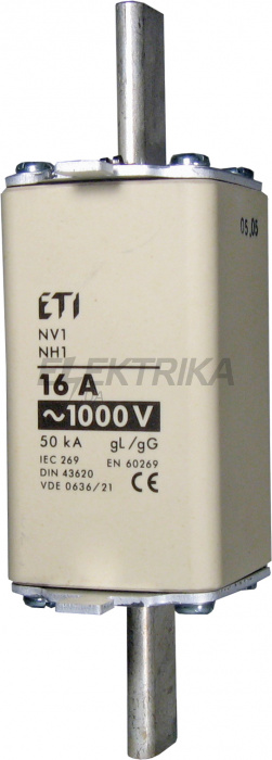Плавка вставка запобіжник ETI NH1 gG 10A/1000V 004113703