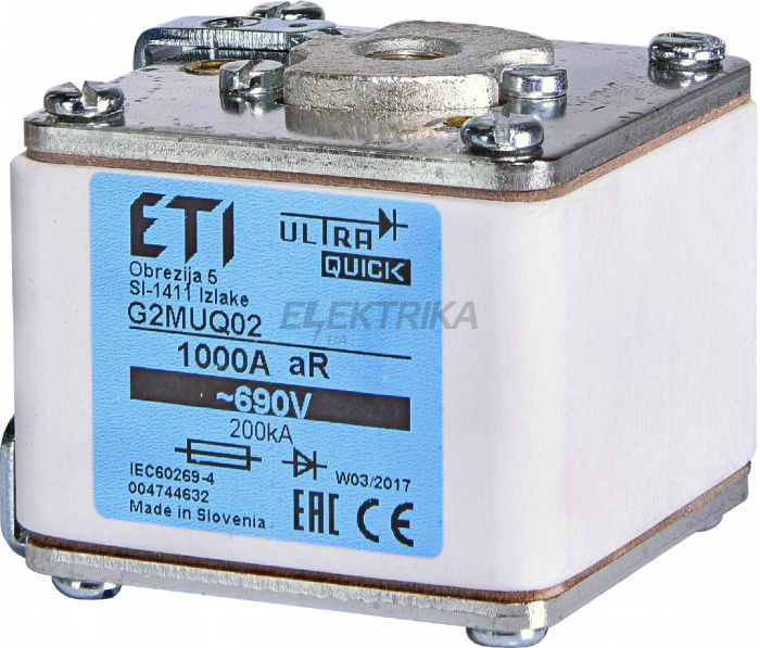 Плавка вставка запобіжник ETI G2MUQ02/550A/690V 004744627