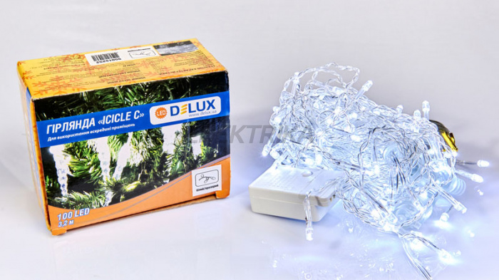 Гірлянда внутрішня DELUX ICICLE З 100LED 3,2х0,7m білий/прозорий IP20 (90015252)