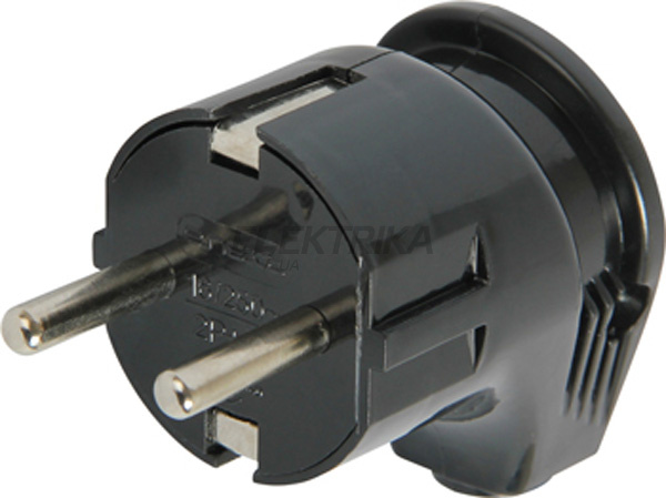 Вилка побутова e.plug.angle.008.16, з з/к, 16А кутова чорна