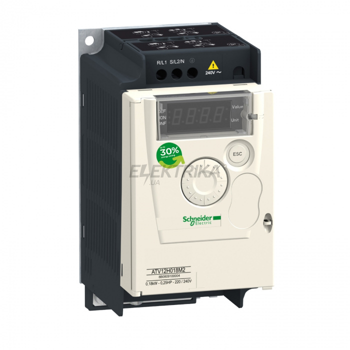 Привід із регульованою частотою обертання Schneider Electric Перетворювач частоти ATV12 0.37кВт 240В 1ф ATV12H037M2