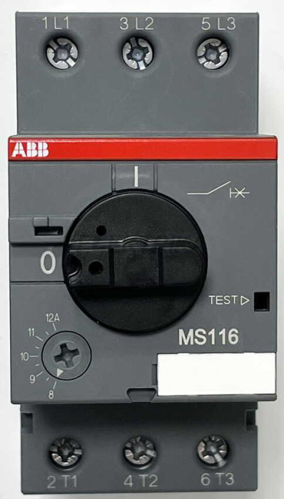 Автомат захисту двигуна ABB MS116-12 (8А-12A) (1SAM250000R1012)