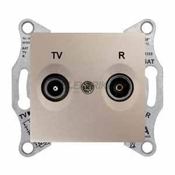 Телевізійна розетка TV+R прохідна 4dB Schneider Electric Sedna титан (SDN3301868)