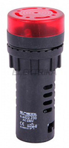 Індикатор світлозвукосигнальний e.ad22.230.buzzer.red Ø22мм 230В АС, червоний