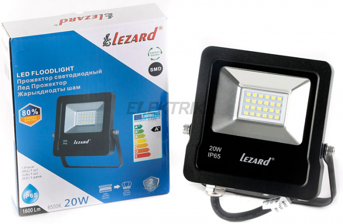 Прожектор світлодіодний Lezard 20W, IP65 6500K 1600Lm (PAL6520)