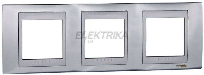 Рамка 3 посту Schneider Electric Unica блискучий хром/алюміній (MGU66.006.010)