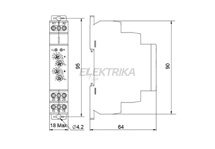 Реле часу асиметричного циклу NTE9-S2 AC/DC 12-240V (A0010240008)