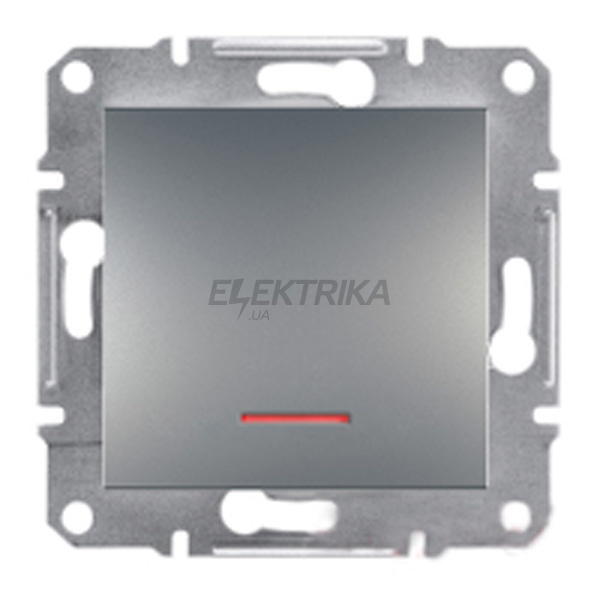 Вимикач кнопковий Schneider Electric Asfora з підсвічуванням сталь (EPH1600162)