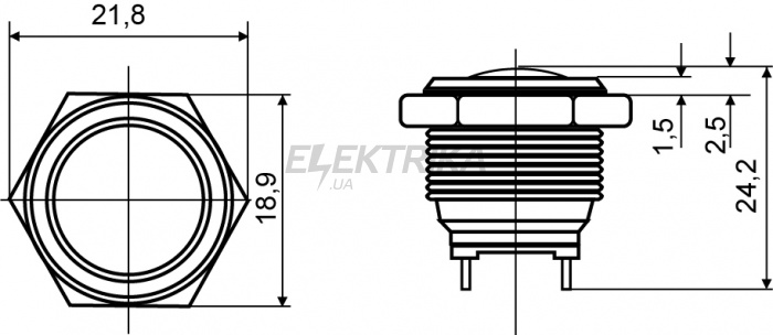 Кнопка металева АСКО-УКРЕМ TY 16-231P Pcb 1NO (A0140010087)