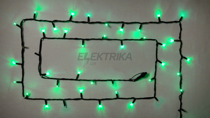 Гірлянда зовнішня DELUX STRING 100LED 10m (2*5m) зелений/чорний IP44 EN (90016599)