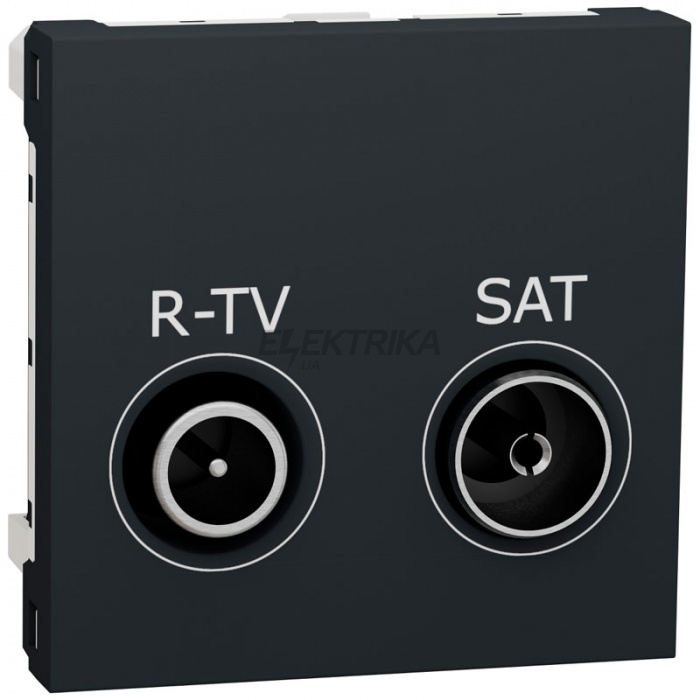 Розетка R-TV SAT одинарна Schneider Unica New 2 модуля антрацит (NU345454)
