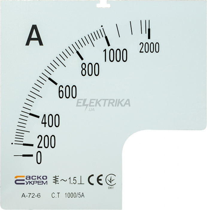 Шкала для амперметра А-72-6 АСКО-УКРЕМ 1000/5А (A0190010077)