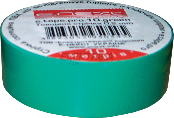 Ізолента e.tape.pro.20.green із самозагасаючого ПВХ, зелена (20м)