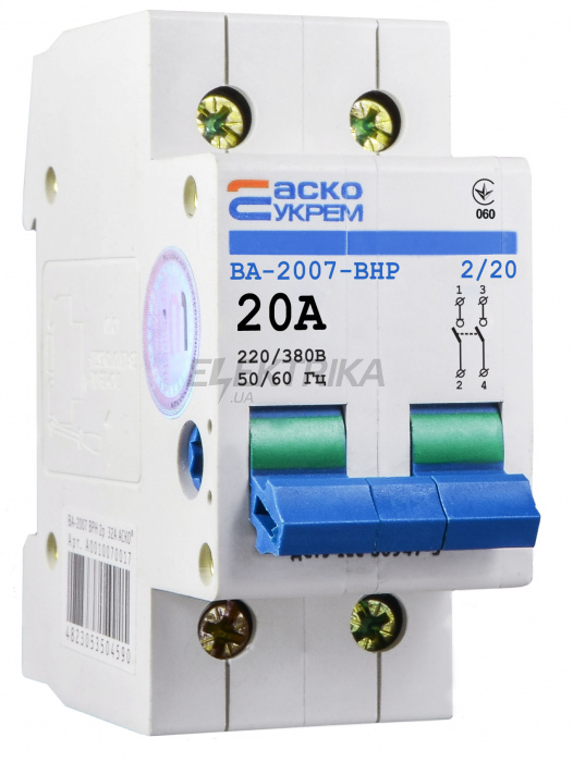 Вимикач-роз'єднувач АСКО-УКРЕМ ВА-2007 ВРН 2р 20А (A0010070016)