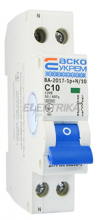 Автоматичний вимикач АСКО-УКРЕМ ВА-2017/C 1р+N 10А АСКО (A001017001011)