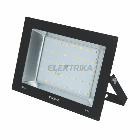 Прожектор LED-SLТ-50W SOKOL 220 3500lm 6500K алюмінієвий корпус, загартоване скло