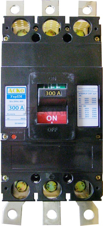 Силовий автоматичний вимикач УкрЕМ ВА-2004/400 3р 300А АСКО
