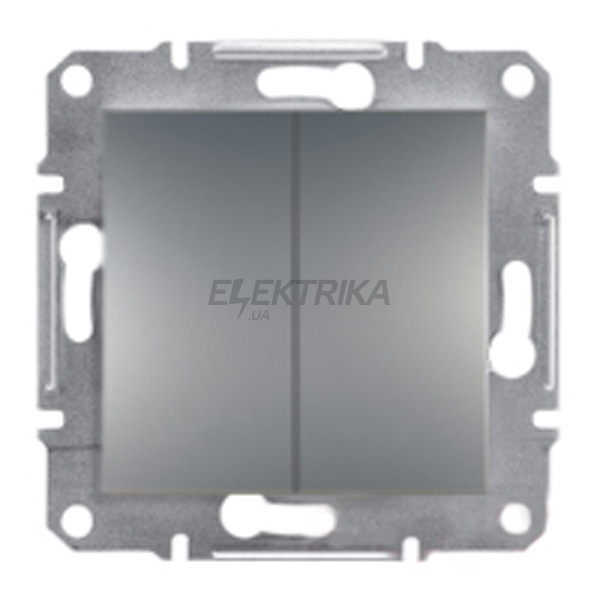 Вимикач двоклавішний Schneider Electric Asfora самозажимна сталь (EPH0300162)