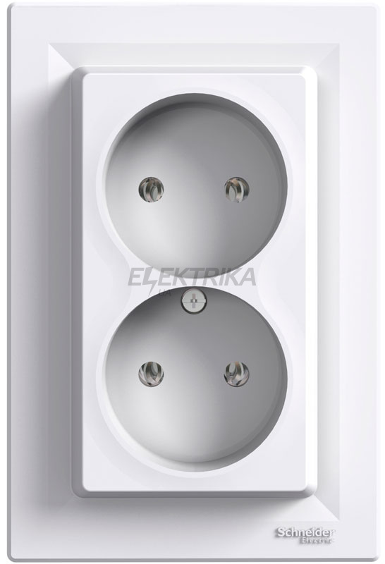 Розетка подвійна Schneider Electric Asfora без заземлення білий (EPH9700121)