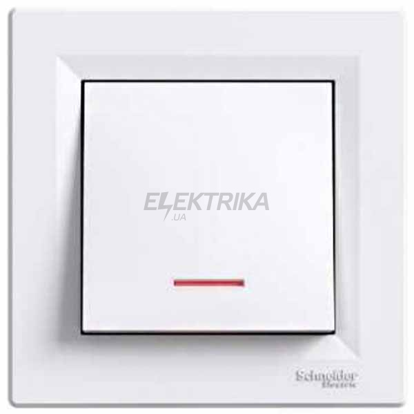 Вимикач одноклавішний Schneider Electric Asfora з підсвічуванням білий (EPH1400121)