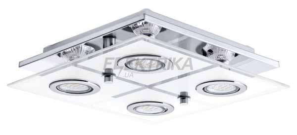 Світильник стельовий 4х2,5 GU10 LED, білий, хром, 30931