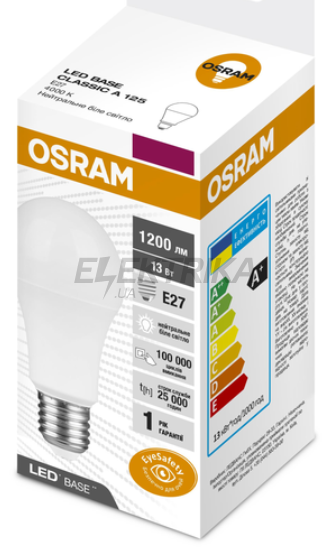 Лампа Osram LED BASE CL A125 13W/840 230V FR E27 10X1 (4058075628298)
