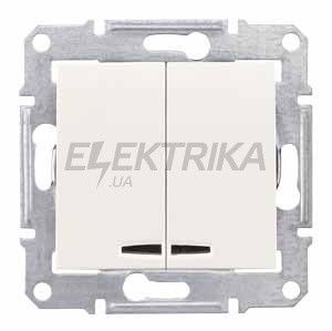 Вимикач 2-клавішний із синім підсвічуванням Schneider Electric Sedna слонова кістка (SDN0300323)