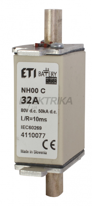 Плавка вставка запобіжник ETI M000 bat 32A/80V DC 004110077