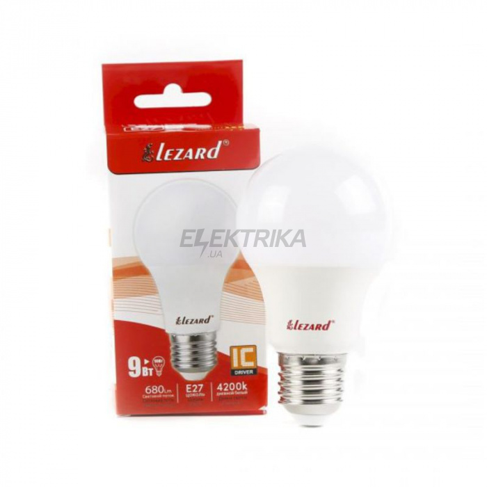 Світлодіодна лампа LED Lezard GLOB A60 9W 4200K E27 220V (442-A60-2709)