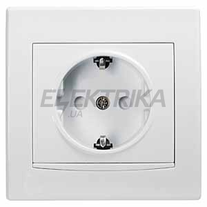 Розетка із заземленням та захисними шторками Anya, біла, Schneider Electric