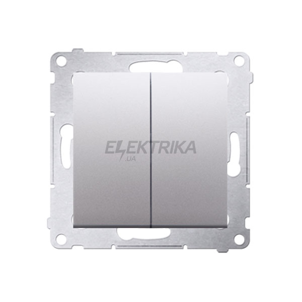 Вимикач 2-клавішний 10АХ, 250Вт Simon 54, для версії IP44, срібний матовий