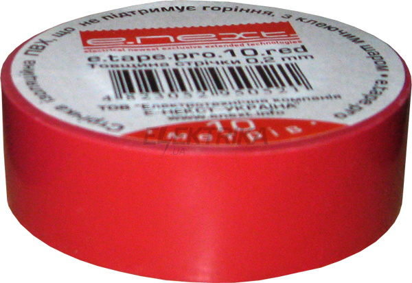 Ізолента e.tape.pro.10.red із самозагасаючого ПВХ, червона (10м)