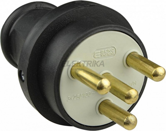 Вилка каучукова АСКО-УКРЕМ 3Р+PE 25А IP44 (A0250010003)