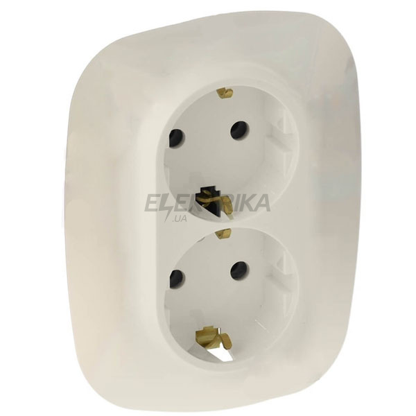 Розетка подвійна із захисними шторками, 2К+З 16А 250В, слонова кістка, Valena ALLURE