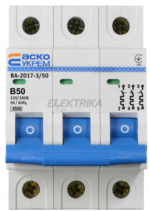 Автоматичний вимикач АСКО-УКРЕМ ВА-2017/B 3р 50А (A0010170070)