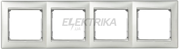 Рамка горизонтальна, алюміній/срібний штрих, 4-постова, Valena
