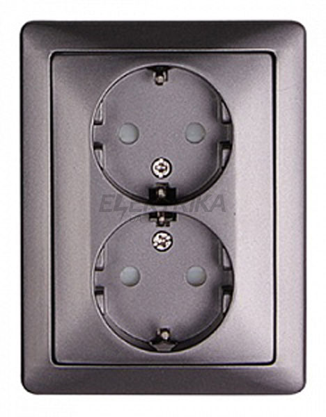 Комплект e.lux.1232L.2gz.anthracite розетки подвійний c з/к SHUKO, "антрацит"