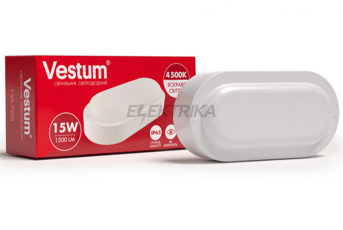 Світильник світлодіодний ЖКГ Vestum LED 15W овал 4500K 220V (1-VS-7203)