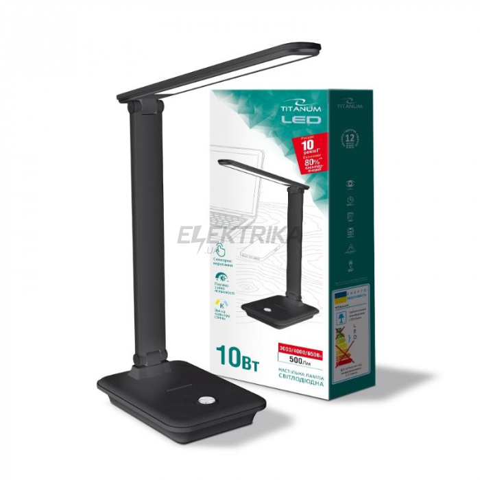 LED настільна лампа Videx TITANUM 10W 3000-6500K чорна (TLTF-009B)