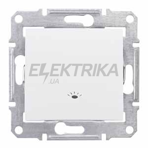 Вимикач 1-кнопковий кнопковий із символом "світло" Schneider Electric Sedna білий (SDN0900121)